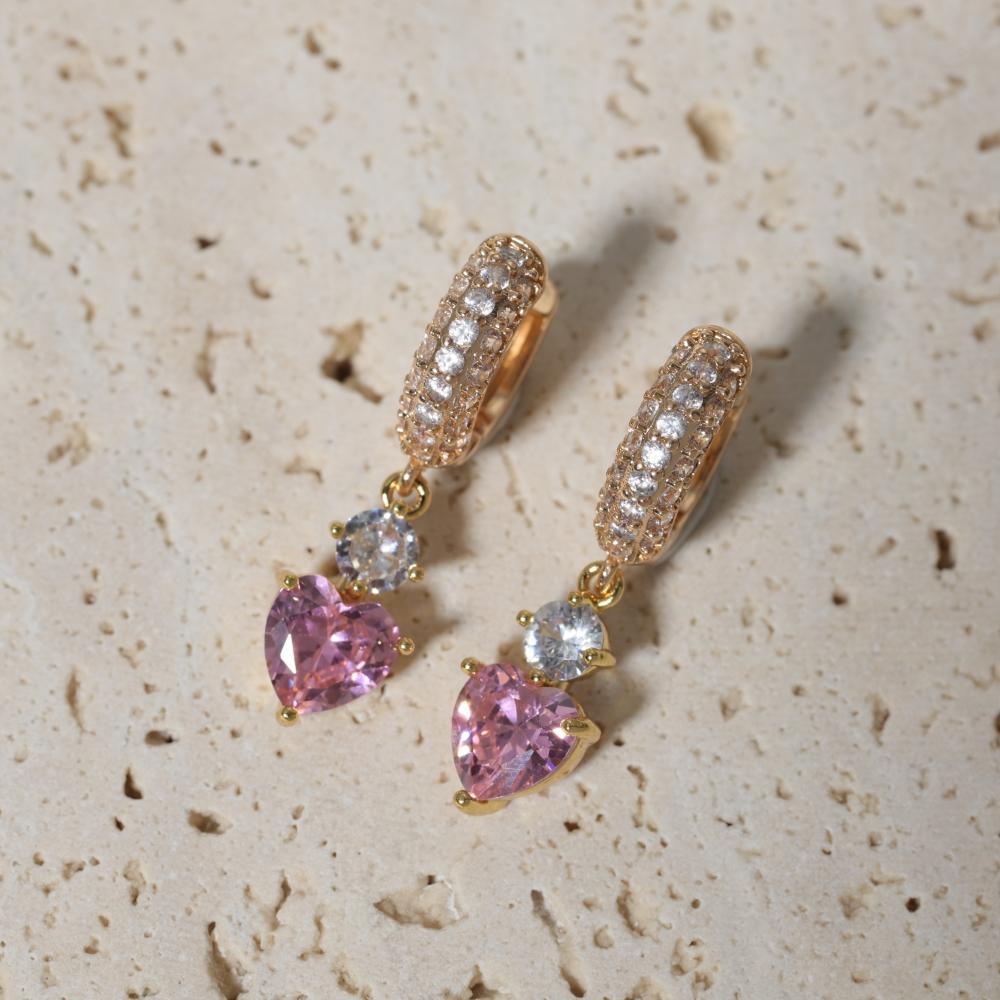 1 Paar Mode Herzform Hängeohrringe für Damen Zirkonia Ohrring Schmuck Hochzeitsparty Zubehör