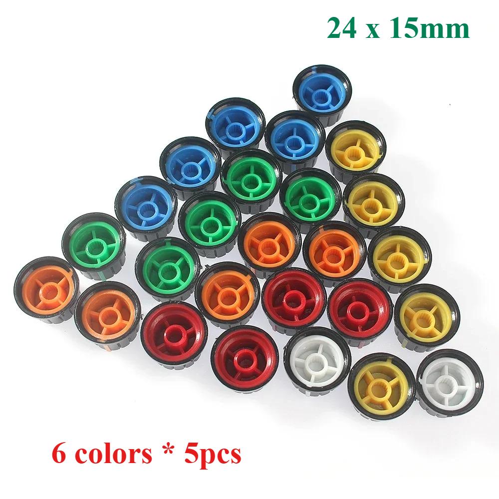 30PCS/ lot AG3 AG2 24X15mm Rotary Switch Knobs Assorted Set 5/6 Colors WH148 Potentiometer Knob Volume Control Knob Cap Kit