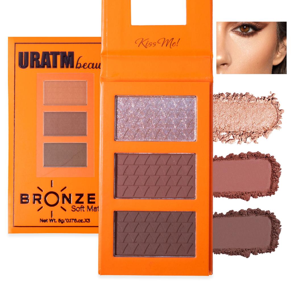 Tre färger Highlighter Rouge Palett Matt Pärlemorskimrande 3D Kontur Palett Framhävande Nässkugga Naturlig Naken Sminkpuder Kaka