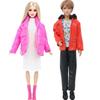 Winter 11.5'' Doll Clothes Couple Puffy Warm Coat Knit Dress Lady Men Jacket Tops Pants Boots Shoes 30cm Doll Accessries Gift