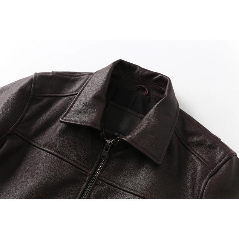 Chinese Size Men Leather Jacket 100% Real Cowhide Black Brown Men's Genuine Leather Coat Male Skin Clothing Autumn Spring Asian Size M601
