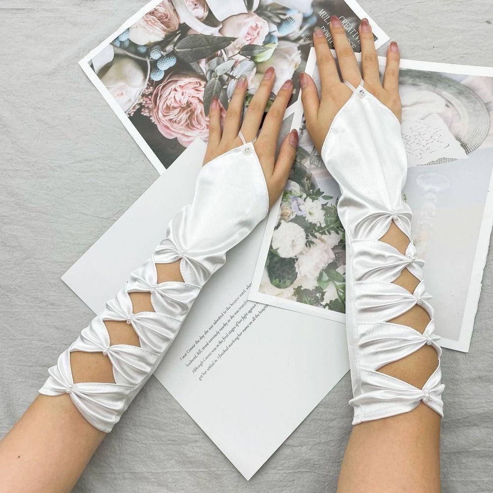 Bow Party Formal Gloves Arm Warmer Full Finger Gloves Fashion Design Women Long Gloves Girls