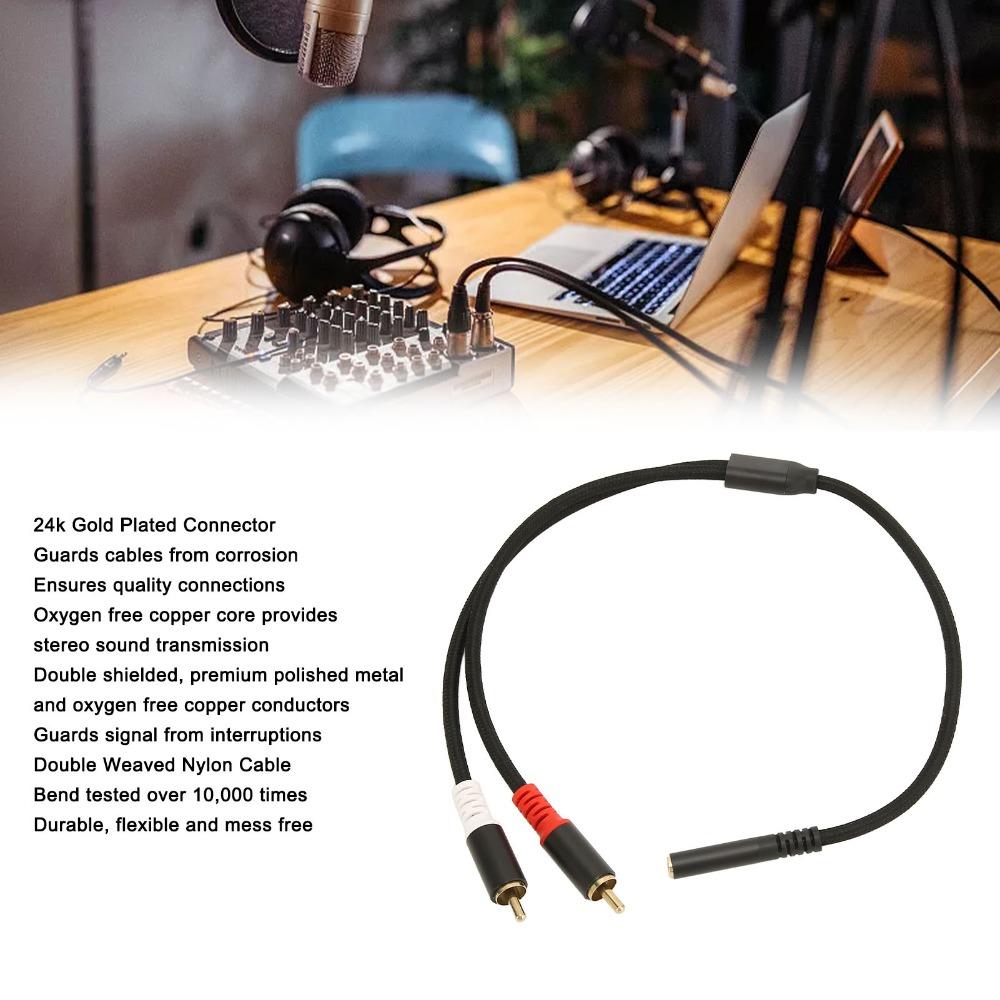 Flexible Stereo 3.5mm to 2RCA Cable Plug and Play Bidirectional Sound Y Splitter Cord  For Speakers