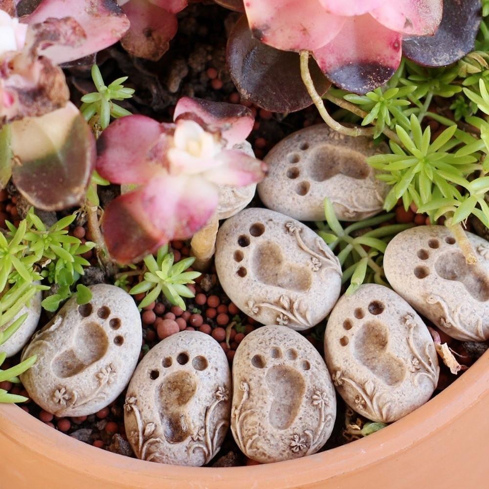 20PCS Small Footprint Stepping Stones Resin Potted Footprint Ornament Pathway