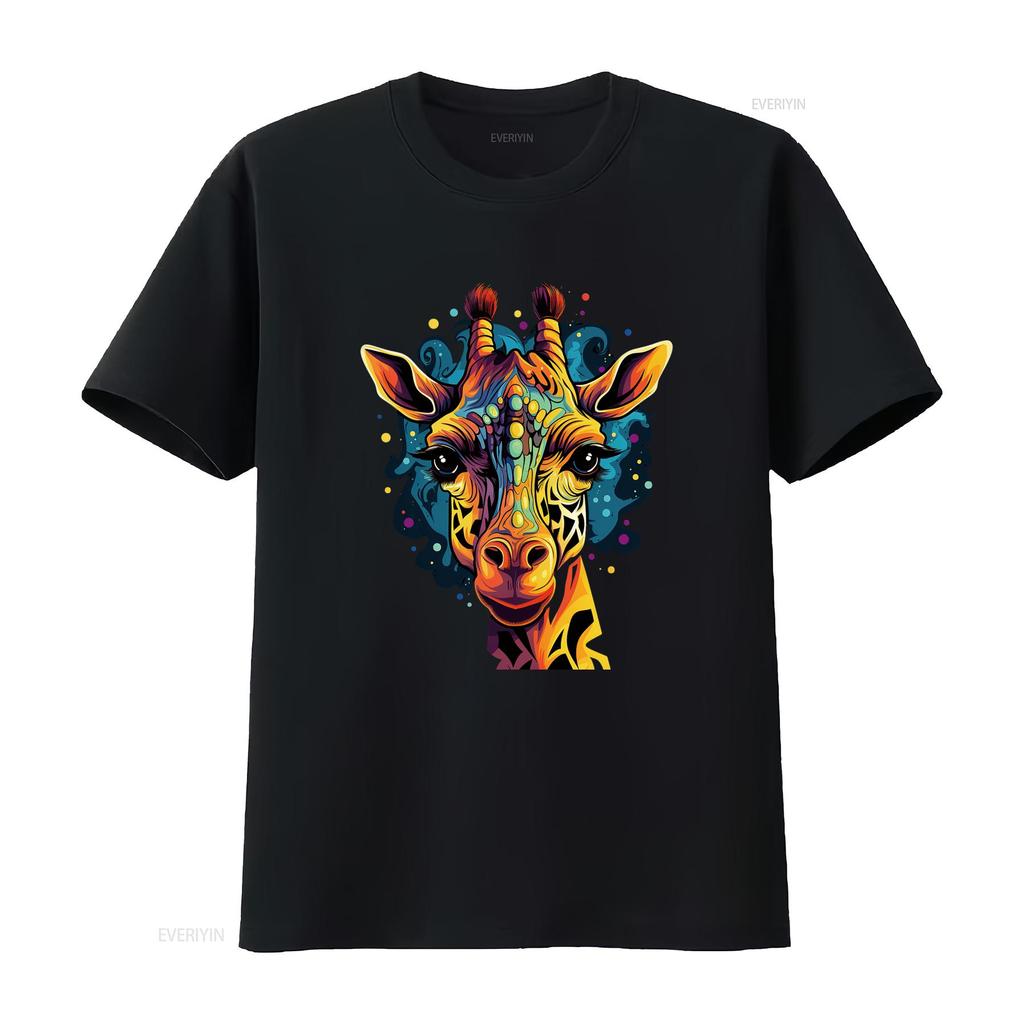 Cartoon Giraffe Cool Unisex S T Shirt For Party Or Birthday Black Vintage Washed Designer Clothes Versatile Streetwear