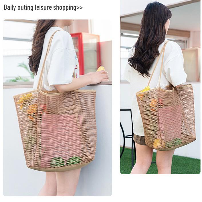 Borsa a mano grande da donna in rete con tasche multiple per viaggio, uscite e nuoto