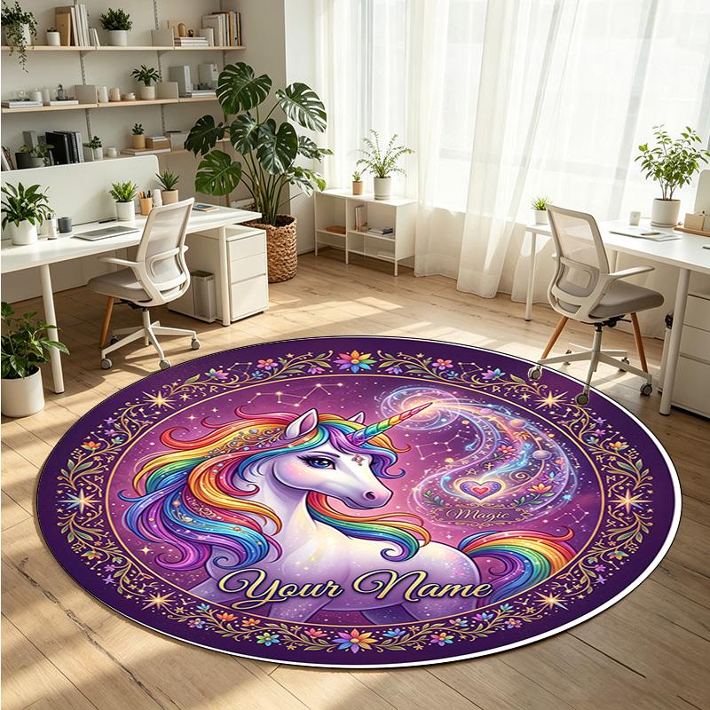 Wild Animals (360) Theme Round Crystal Velvet Rug Custom Name Text Personalized Floor Mat Home Decor Non Slip Crystal Carpet