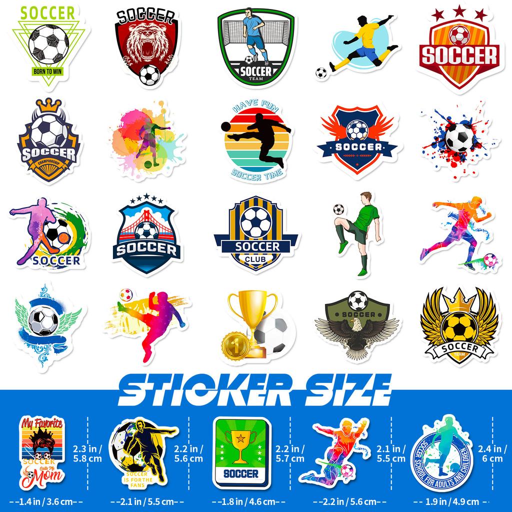 50 Adesivi Calcio Coppa del Mondo Adesivi Calcio Valigia Palla Americana PVC Valigia Trofeo