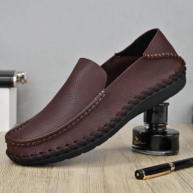 Wide Head Leather Shoes Men's Wide Soles and High Instep One Pedal 45 Father's 46 Summer 47 Fattened and Enlarged 48 Soft Leather
