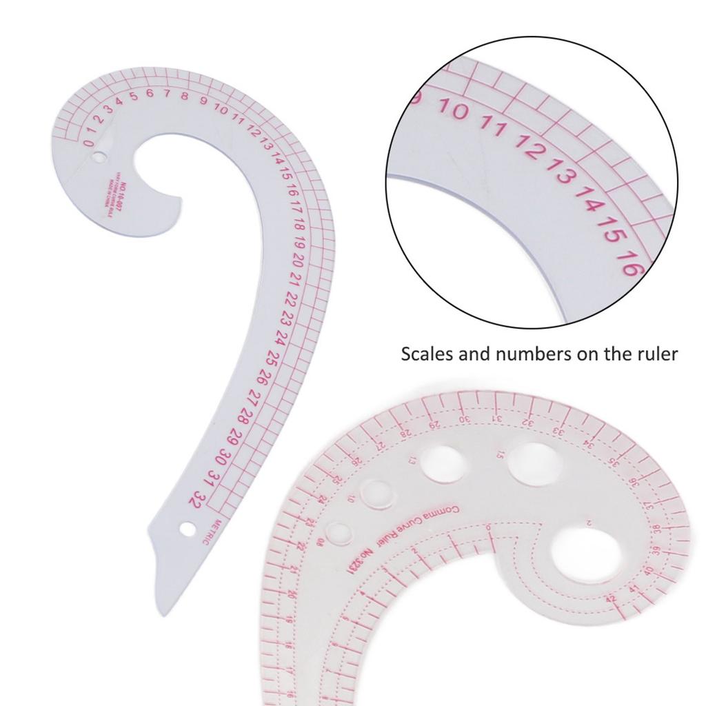 4Pcs Comma Curve Ruler Multifunction Combination Sewing Trimming Drawing Dressmaking Yardstick