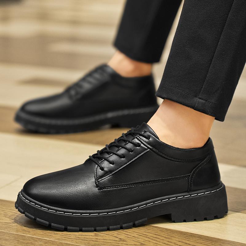 Luxury Brand Black Leather Shoes Classic Men's Casual Shoes Fashion Men Dress Shoes Breathable Lace-Up Business Oxfords Footwear