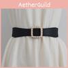 Stylish Womens Elastic Waist Belt With Pearl Decoration Perfect For Skirts And Dresses