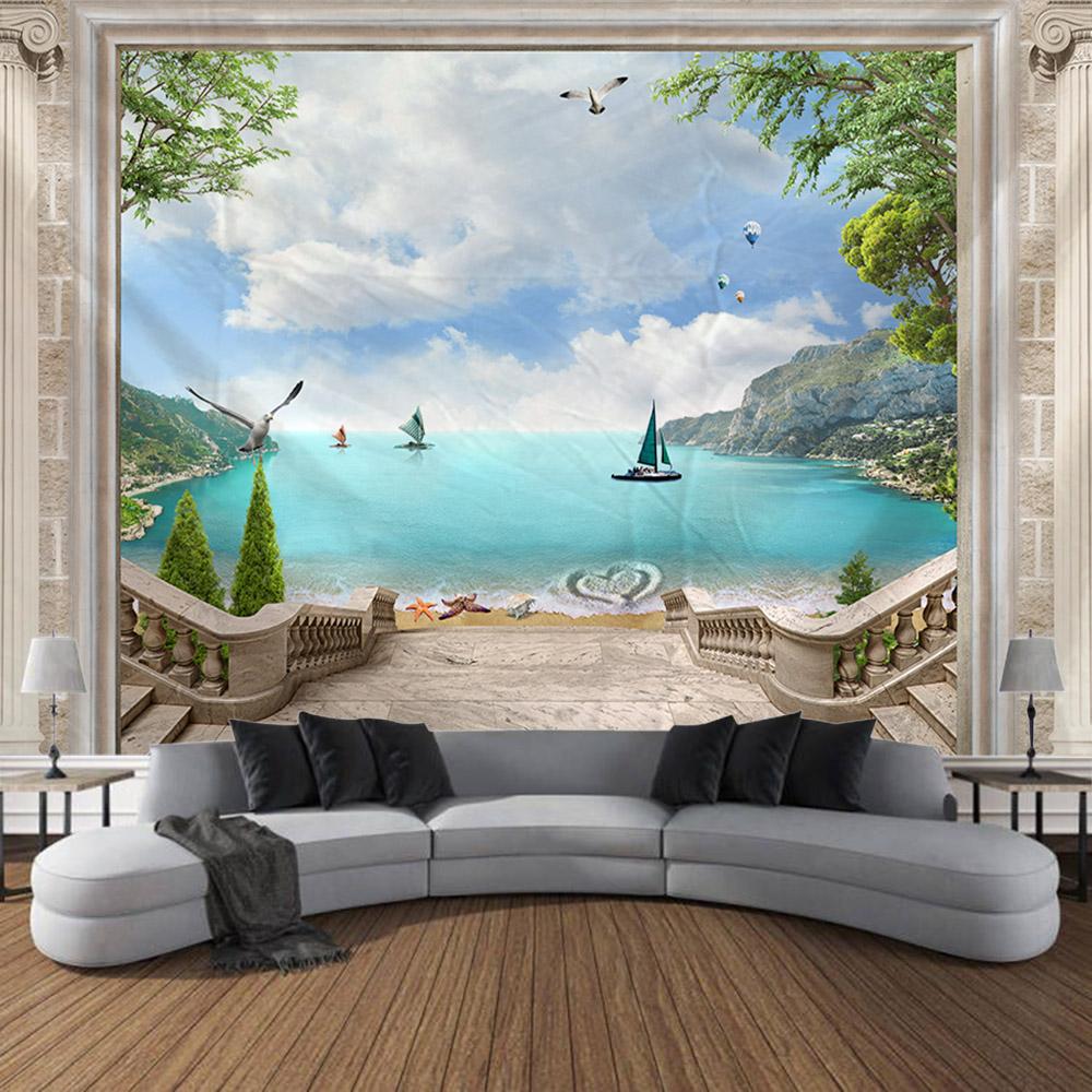 Grande Arazzo Paesaggio Europeo Onirico Appeso a Parete Tessuto Boemo Camera da Letto Soggiorno Murale Decorazione Murale Poster di Sfondo