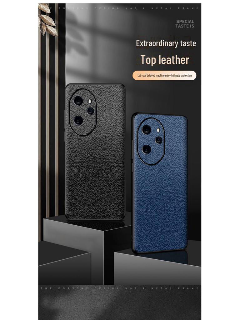 Honor 60/60SE/60Pro Schutzhülle aus echtem Leder mit Litschi-Muster