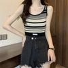 Women's Sports Stripe Camisole Summer Outer Wear Slim Fit Lining Sleeveless Sexy Top Outer Layer