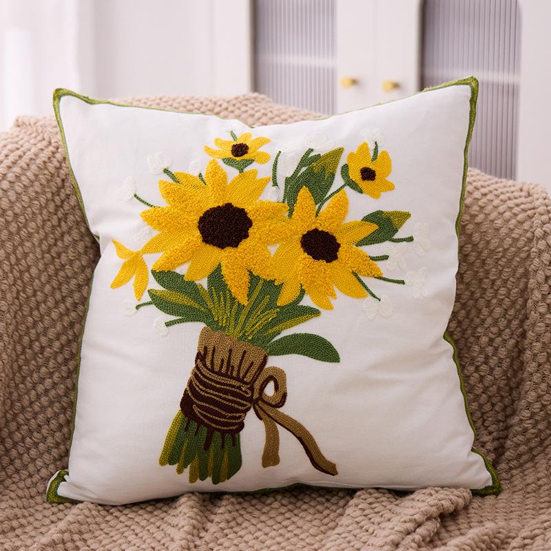 Embroidered Towel Cushion Pillow, Dropshipping, Ins-style Sofa Pillow, Home Bedside Cushion