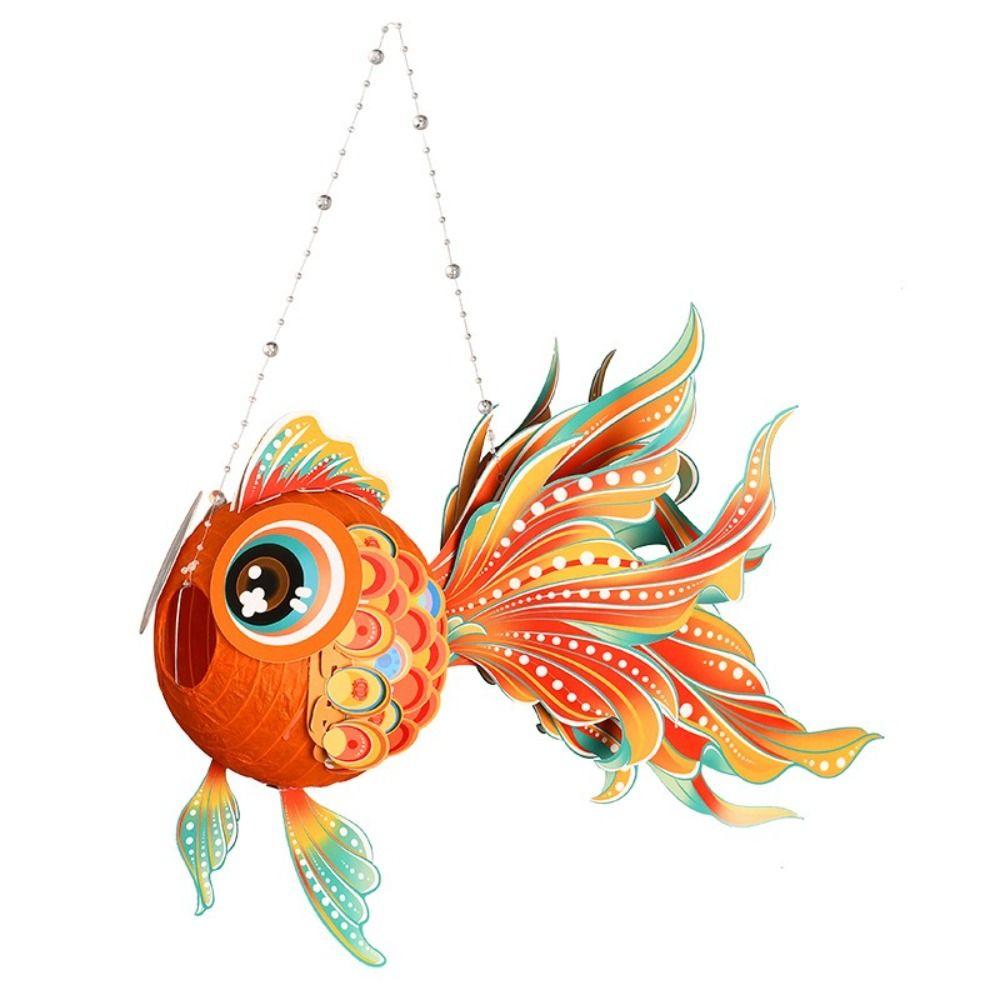 Hand Made Goldfish Lantern DIY Glowing Handheld Lantern Middle Autumn Festival Lantern  for Kids