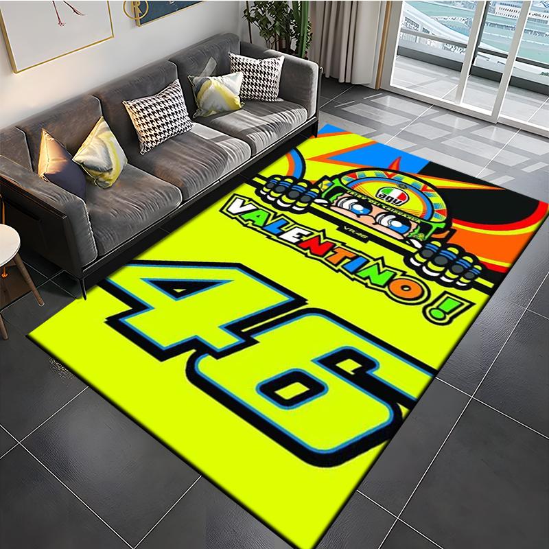The Doctor Cartoon Head Yellow Carpet Mat Racing Theme Living Room Rug with Number 46 Signature Home Decoration Rugs for Bedroom
