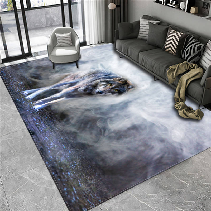 Wolf Carpet 3D Animal Floor Mat For Bathroom Big Flannel Carpet Living Room Bedroom Furniture Rug Lounge Carpet Bedside Mat