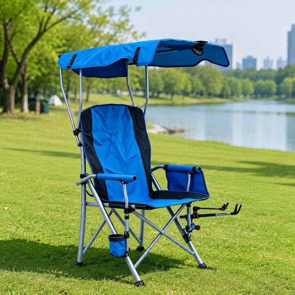 Camping Chair with Canopy Portable Furniture Ergonomic for Beach