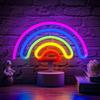 Colorful LED Neon Sign Nightlight with Base Battery USB Dual-use Desktop Rainbow Night Light 3D Acrylic Flicker Free