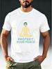 Men's Zen Meditation T-Shirt with "PROTECT YOUR PEACE" Print - Mindfulness Design Short Sleeve Shirt