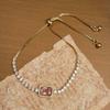 Exquisite Square Pink Zircon Bracelet for Women Fashion Gold Color Chain Adjustable Pull Bracelet Wedding Jewelry Wholesale