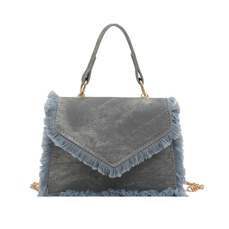 2025 bag retro small bag fringed bag denim blue mini small bag handbag messenger bag chain bag