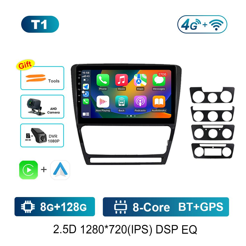 Car Video Multimedia Player GPS for Skoda Octavia 2 A5 2004 - 2013 Carplay WiFi Android Intelligent System 4G HD Touch Screen