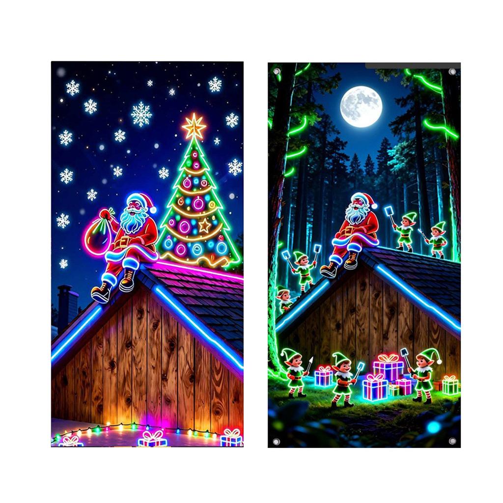 Christmas UV Fluorescent Door Banner/cover Background/holiday Party Decoration/Christmas Decorative Hanging Cloth