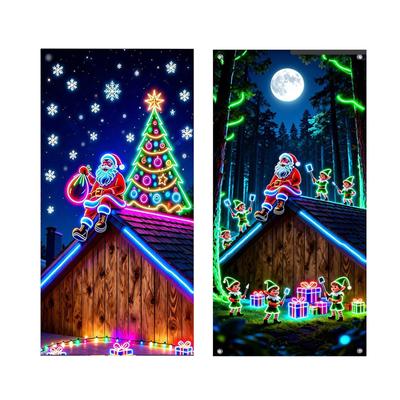 Banner de Porta/Capa Fluorescente UV de Natal/Fundo/Decoração de Festa de Feriado/Pano Decorativo Pendurado de Natal