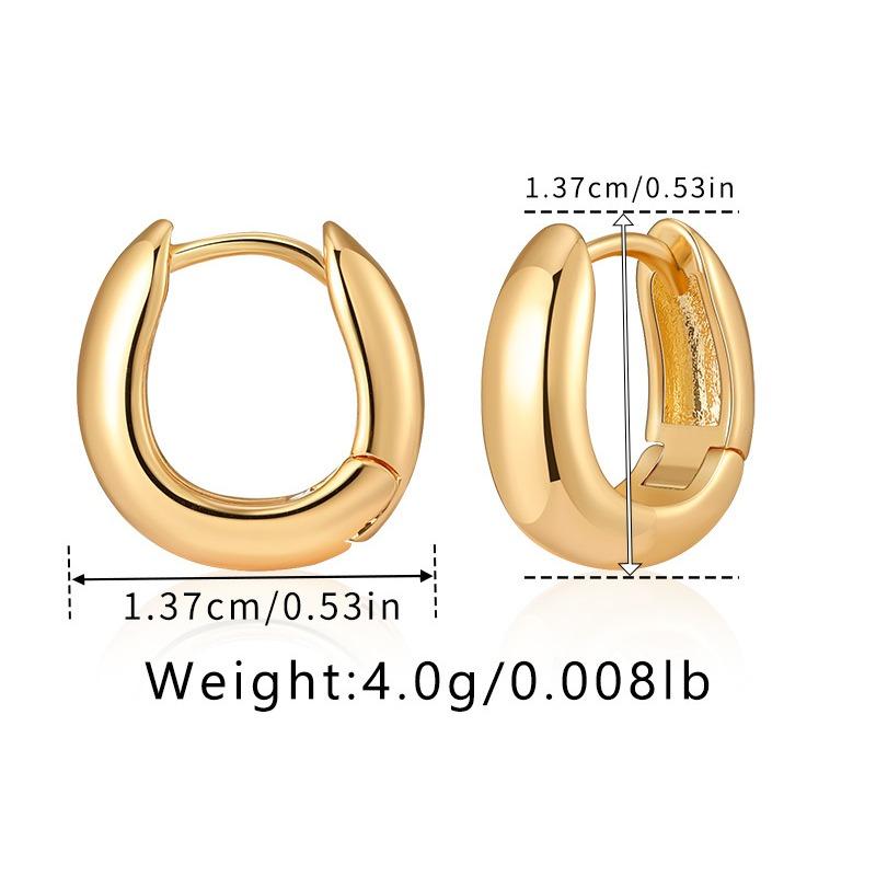 Chic Business Oval Brass Plated 18k Gold Earrings For Women