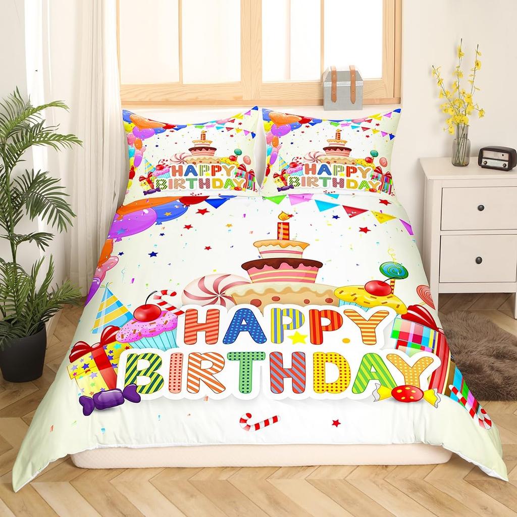 Cake Duvet Covers King Cute Bedding Set For Kids Adults Girls Bedroom Funny Food Duvet Cover Birthday Gifts Cake Bed Cover 3 Pcs