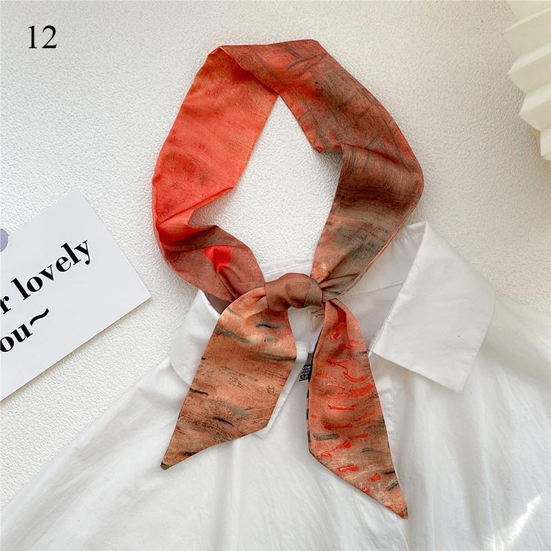 Eșarfă Lungă cu Imprimeu cu 26 de Litere, Bandă Subțire pentru Cap, Eșarfe de Gât, Bandă pentru Mâner de Geantă, Bandană, Elastic de Păr, Eșarfă de Gât, Eșarfe Mici de Mătase