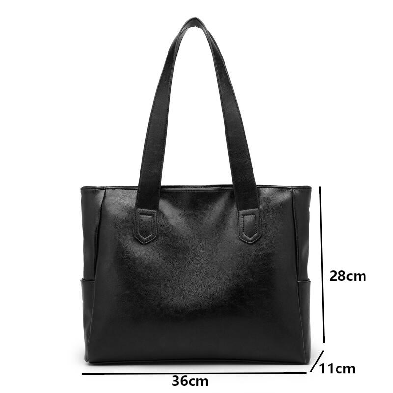 Fashion Trendy Female Large Capacity Tote Bags Korean Leisure Leather Shoulder Bags for Woman Simple Business Handbags  New
