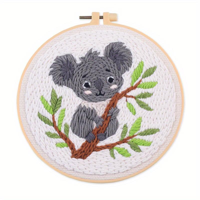 1-piece mouse embroidery DIY punch stitch craft kit (including tools)