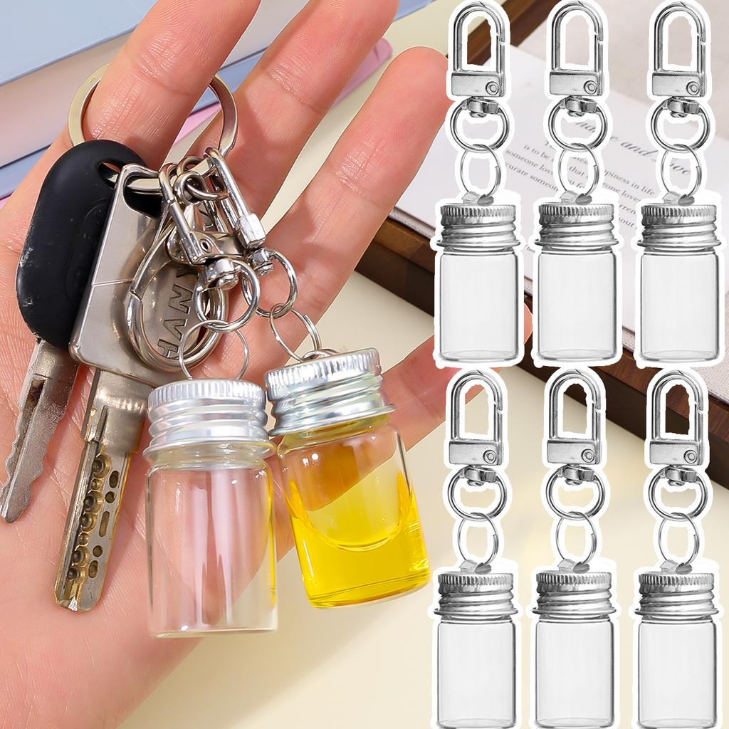 1-10 Pièces Porte-clés Bouteille Souhait en Verre pour Décoration DIY Artisanat Porte-clés Couple Porte-clés Pendentif Drôle Lanière Cordon Porte-clés Bijoux Cadeau