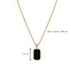 New Minimalist Rectangular Pendant Necklaces For Women Men Korean Black Epoxy Long Gold Color Metal Birthday Daily Gifts Zircon