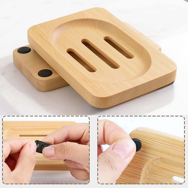 Bamboo Case Tray Wooden Prevent Mildew Drain Soap Box Natural Bamboo Dishes Bath Soap Holder Container Bathroom Washroom Tools