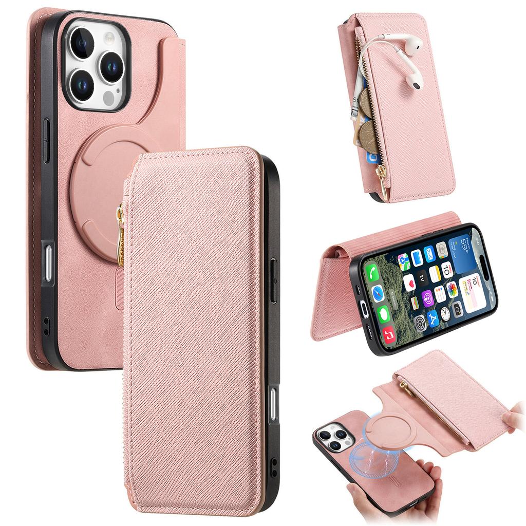 CASENEO For iPhone 16 Pro Case Cross Texture Leather Detachable Magnetic Phone Cover