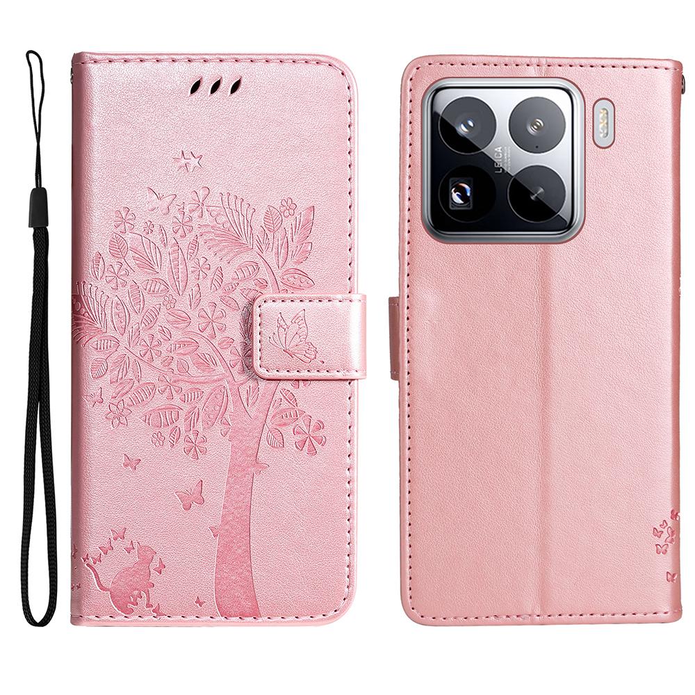 For Xiaomi 15 Pro Phone Case with Stand Cat Tree Pattern Leather Wallet Mobile Cover