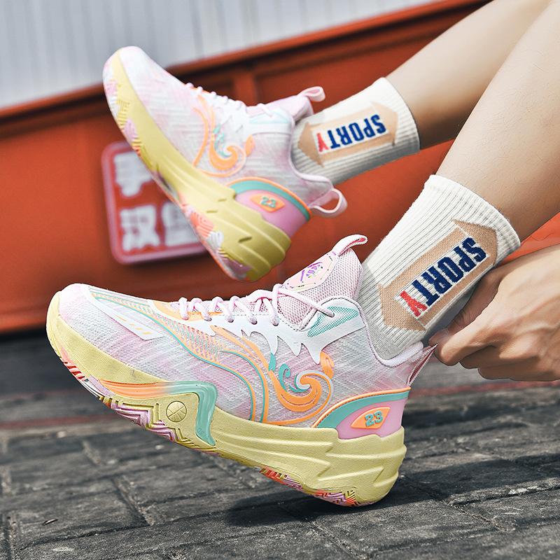 

2025 баскетбольные кроссовки большого размера мужские молодежные износостойкие профессиональные мандариновые сетчатые дышащие нескользящие амортизирующие спортивные кроссовки 2025 36