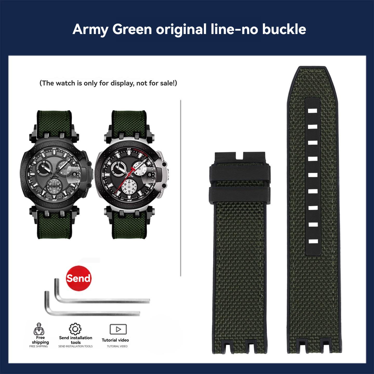 

22mm High quality Nylon canvas Strap For Tissot MotoGP T-Sport Racing series T115.417 T115.427A Rubber bottom Watchband bracelet 22mm