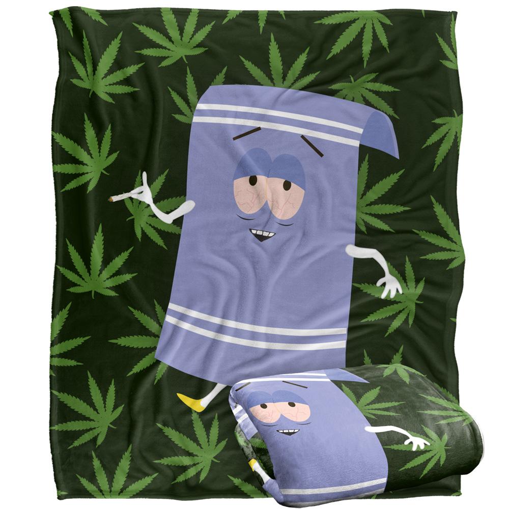 South Park Silky Leaf Print Towelie Supersoft Blanket
