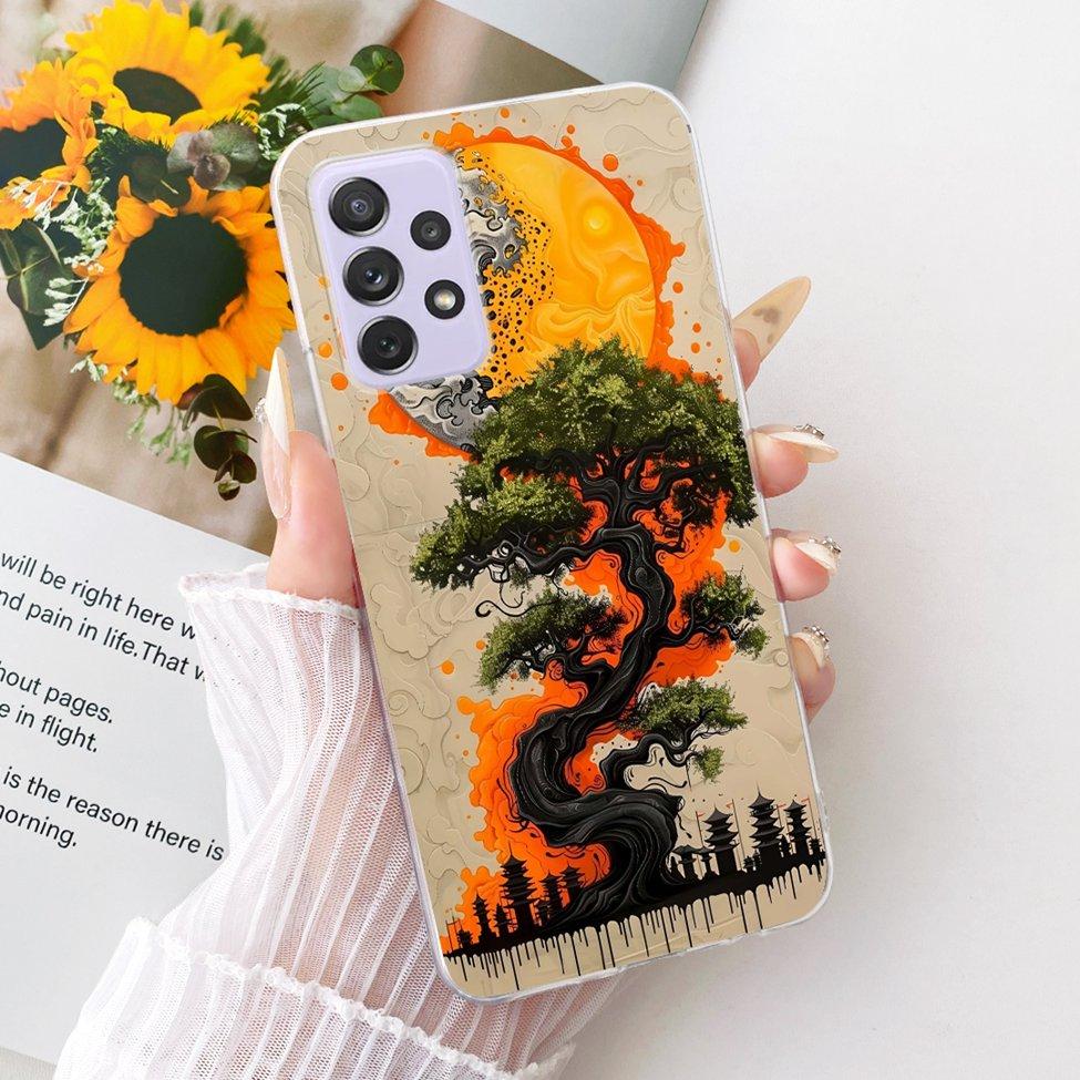 Transparent For Samsung Galaxy A72 4G Case Cute Fashion Flowers Funny Painted Casing For Samsung A72 4G SM-A725M SM-A725F Cover