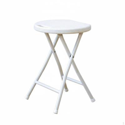 Portable Round Stool with Handle Foldable Design XShaped Frame Camp Seat SpaceSaving Household