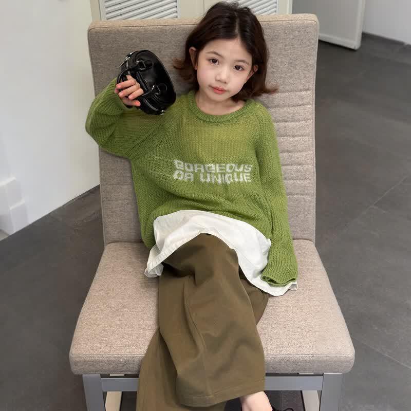 SEVEN BOBI Girls Korean Style Letter Knit Sweater 130 cm