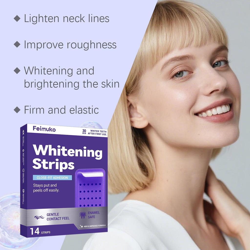 Feimuko Teeth Whitening Strips 14 Strips 30-Min Fast Whitening Close-Fit Gentle Safe Teeth Whitener