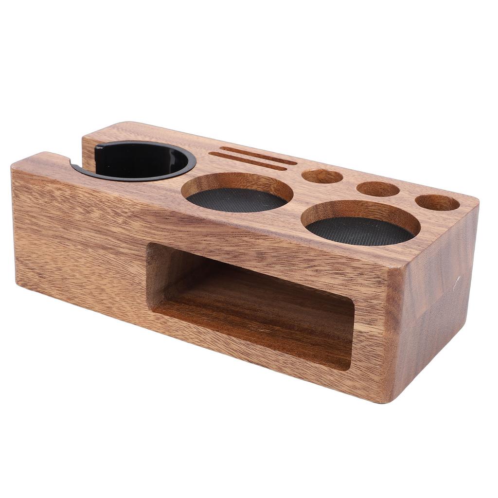 Coffee Tamping Station Wooden Anti Slip Coffee Portafilter Holder Tamper Stand for 51 to 58mm Portafilter Home Kitchen