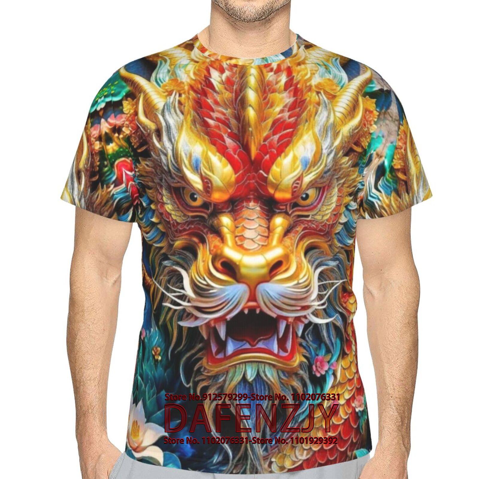 

Чоловіча футболка з драконом, модна футболка з 3d-принтом і тваринним візерунком, з короткими рукавами, великі вуличні футболки, літні повсякденні чоловічі топи One Size армія зелений колір